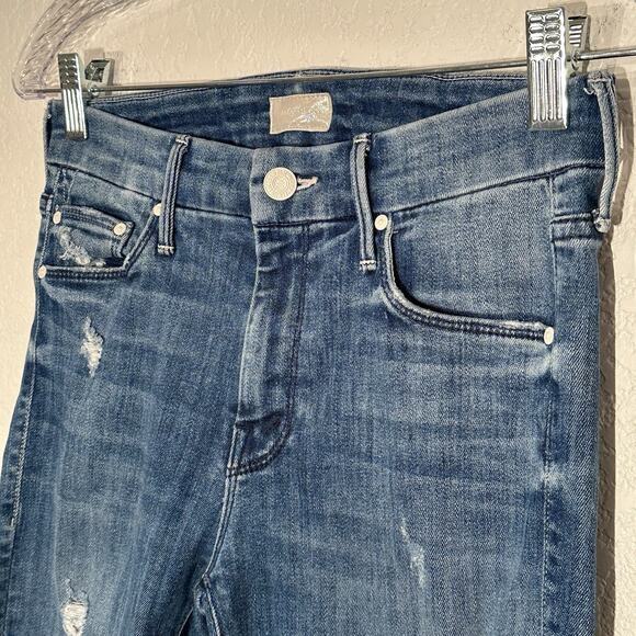 MOTHER The Looker Ankle Fray Jeans Size 25 Distressed Denim Naughty Intentions - Picture 2 of 16